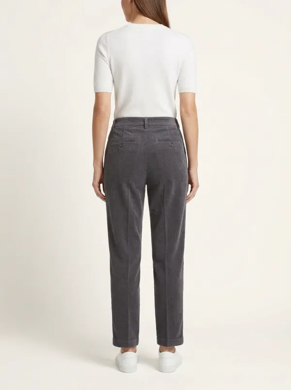 Women's Ginkgo Embroidered Pleated Corduroy Straight-Leg Pants
