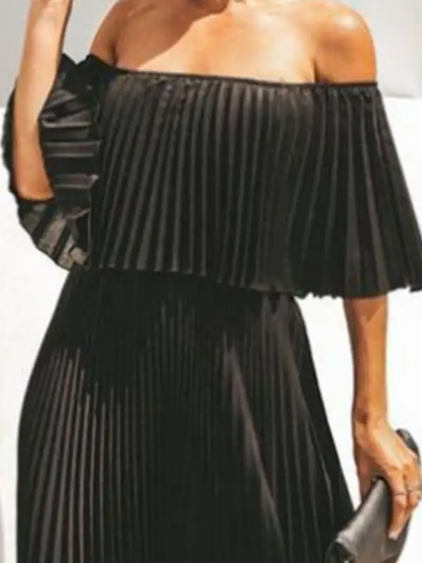 Structured Shape Pleated Maxi Dress