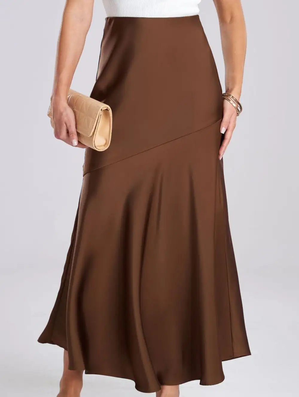 Elastic Waist High Waist Midi Skirt