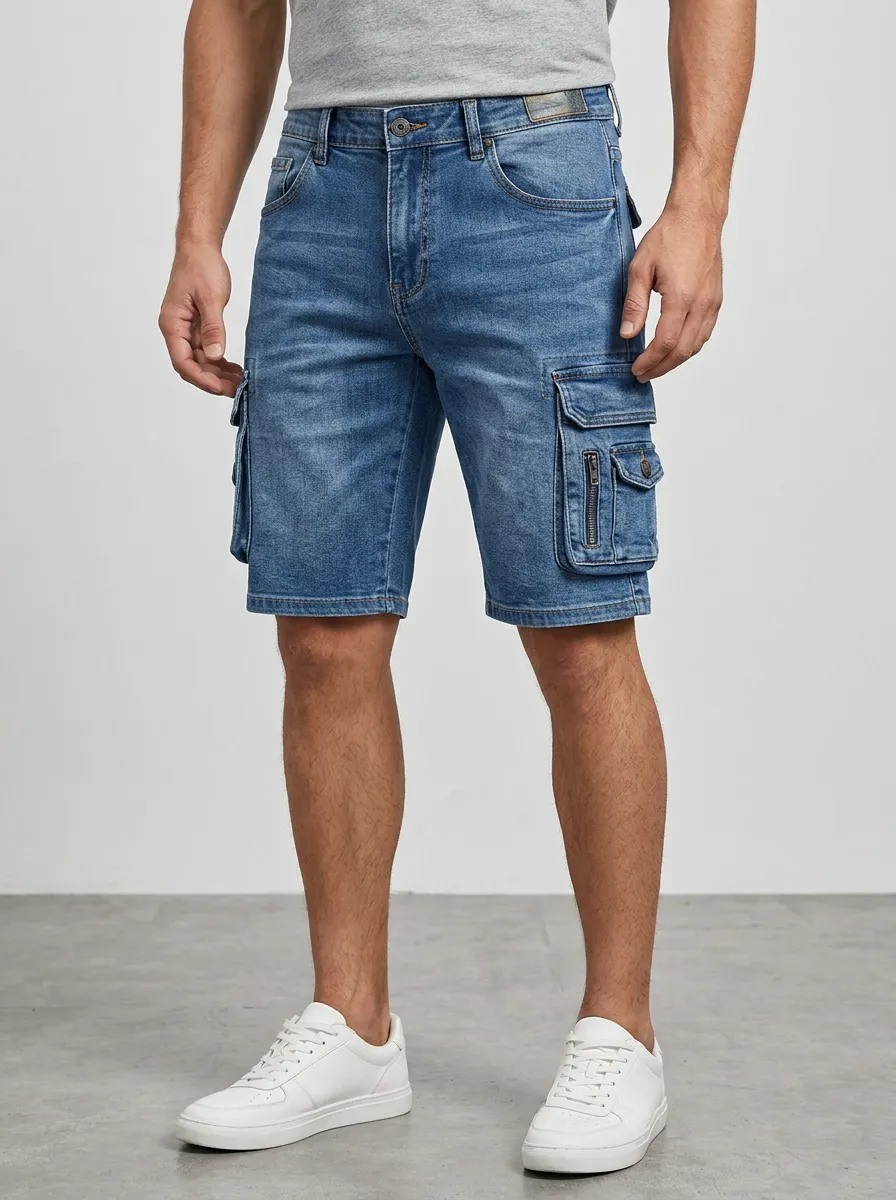 Men's Loose Fit Utility Shorts with Multi Pocket Details