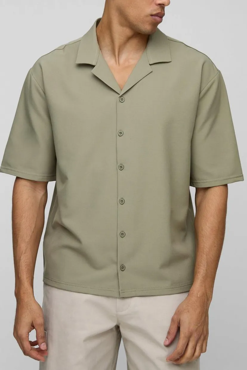 Olive Green Short Sleeve Button Up Shirt