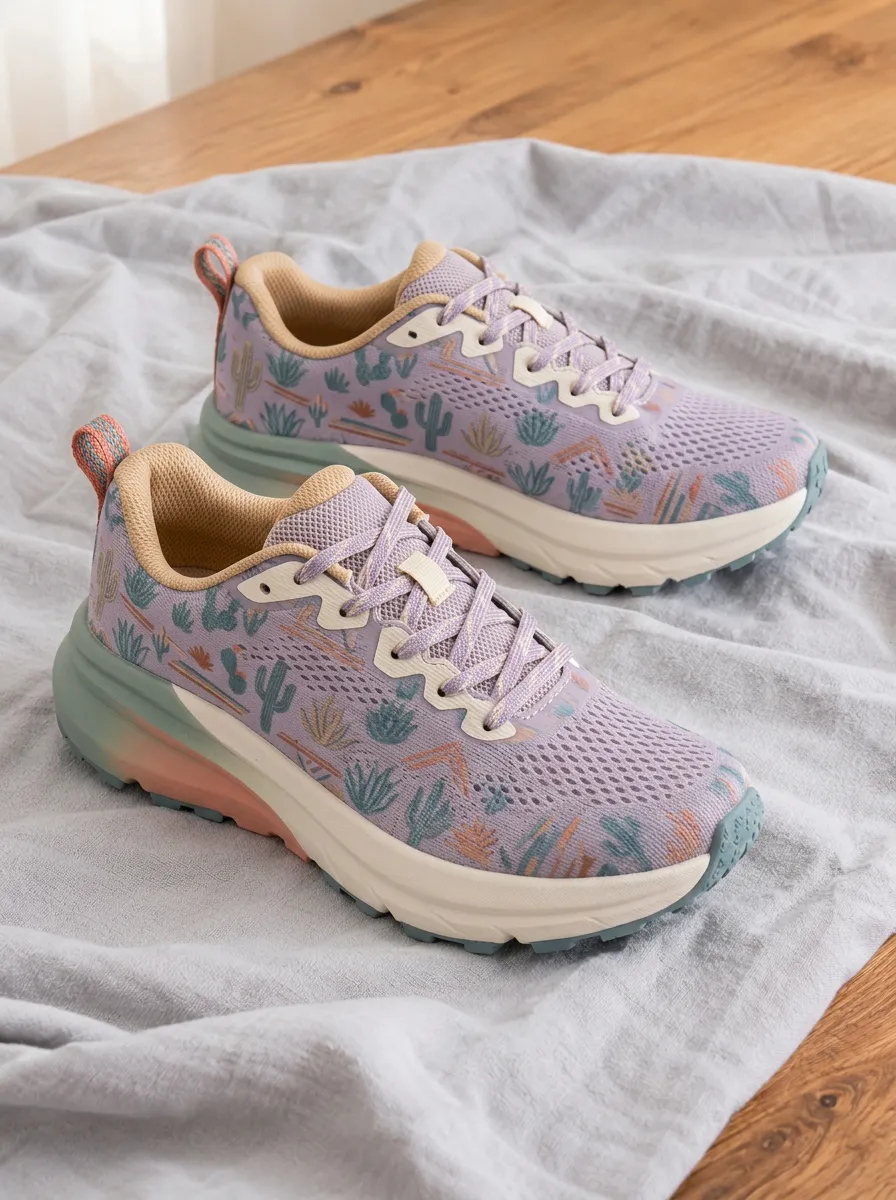 Women's Desert Cactus Lover Purple Printed Sneakers
