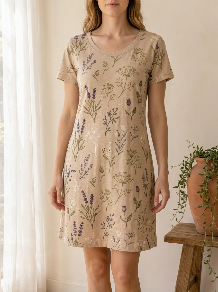 Women's Botanical Lover Lavender Wildflower Printed Dress