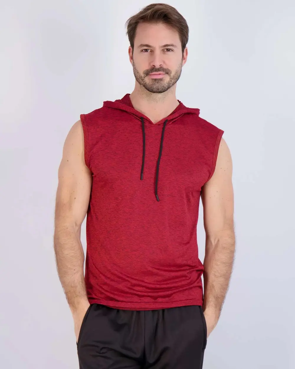 Men's Dry-Fit Active Hooded Tank Top Workout Drawstring Top (Available in Big & Tall)