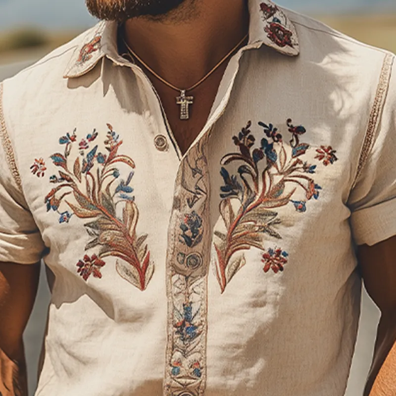 Textured Woven Embroidered Shirt
