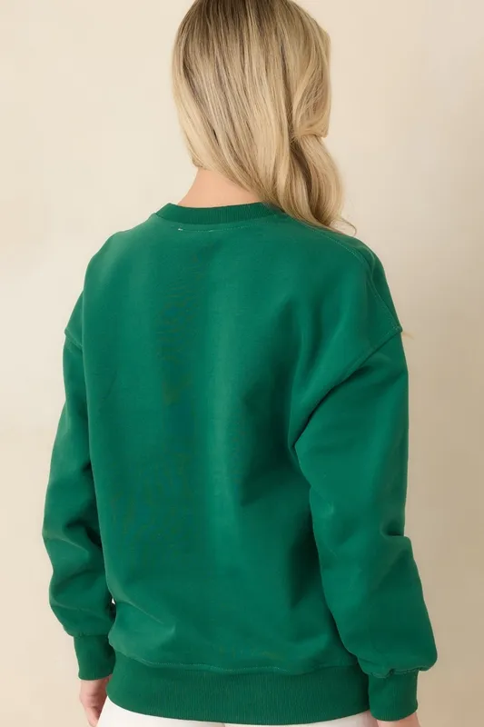 Forest Green Graphic Crewneck Sweatshirt