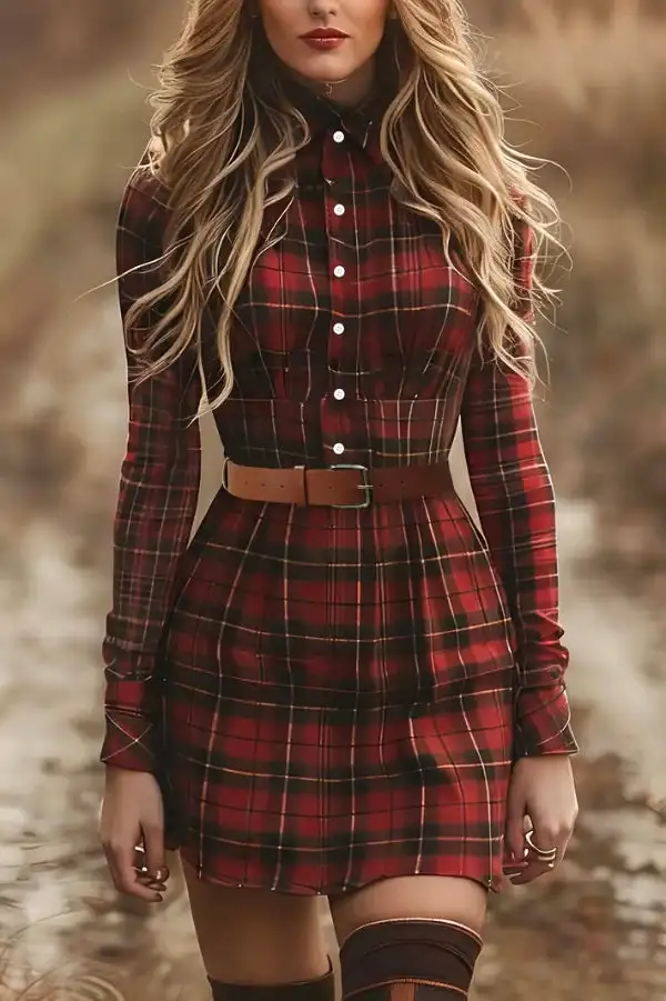 Modern Button Detail Long Sleeve And Mini Skirt Set