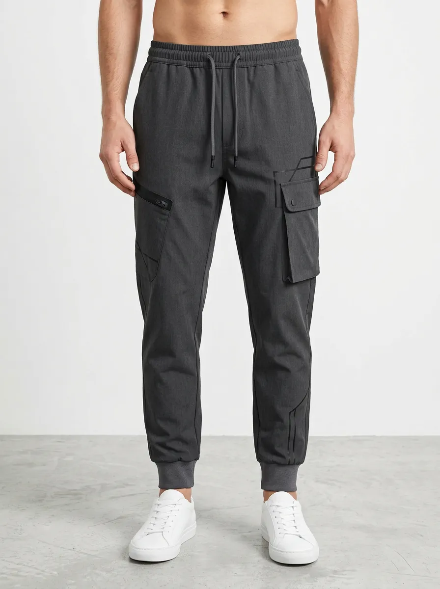 Streetwear Geometric Graphic Print Style Men's Cargo Jogger Pants