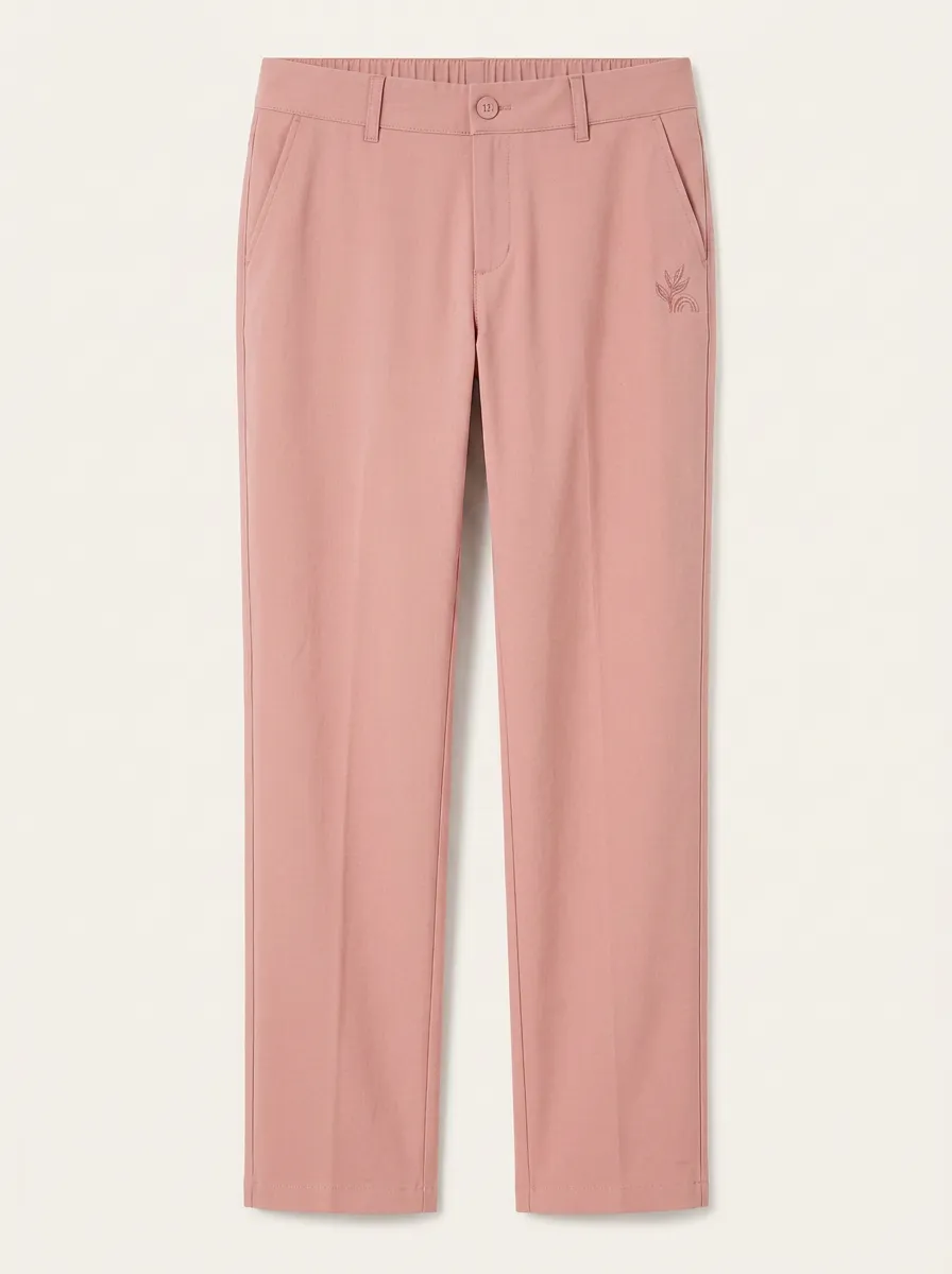 Women's Modern Comfort Leaf Logo Printed Mid Rise Straight Leg Pants