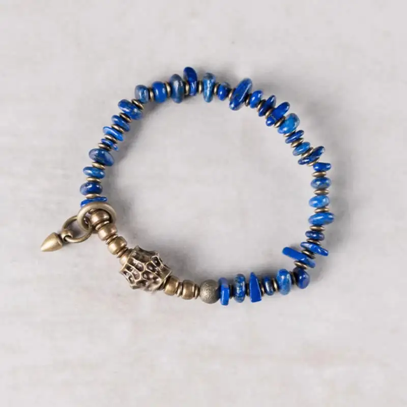 Vintage Irregular Shape Design Lazurite Lapis Lazuli Bracelet