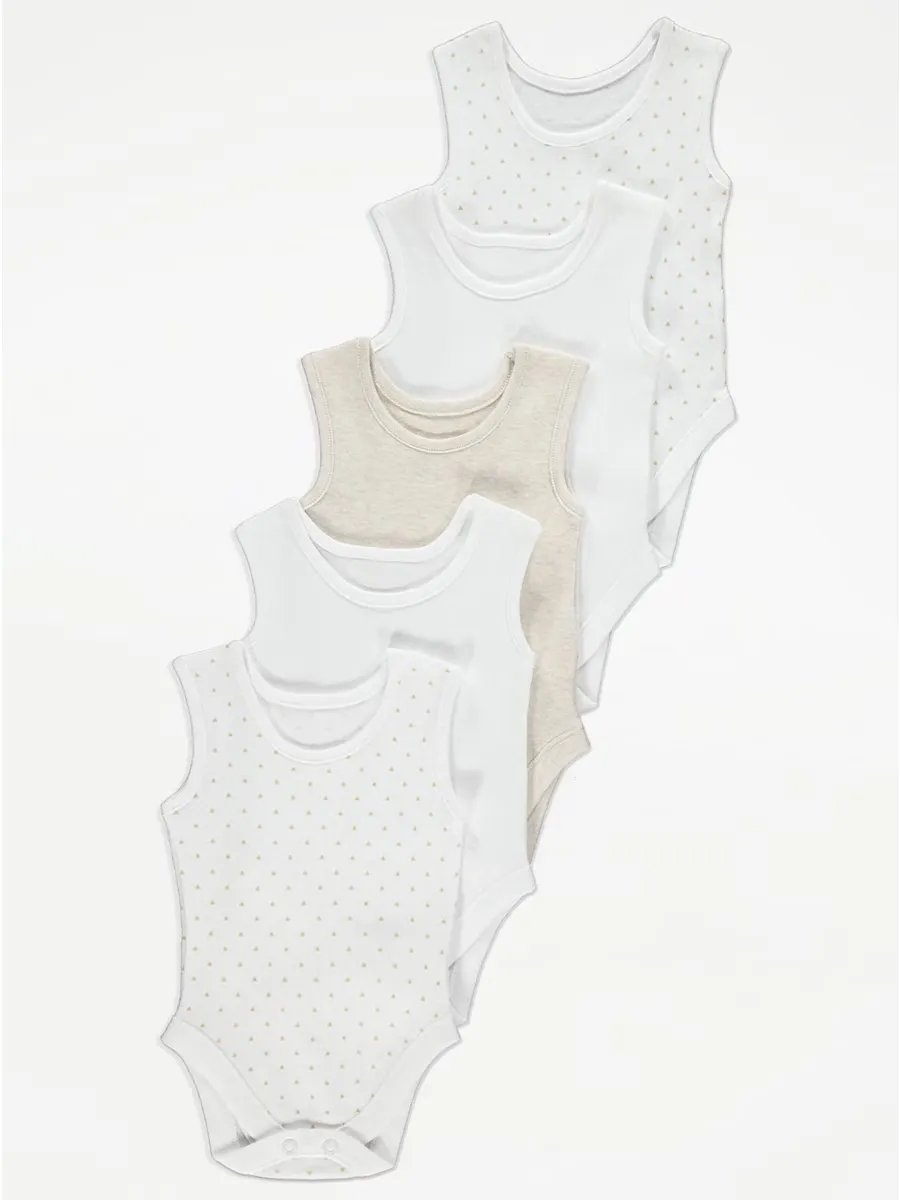 Neutral Sleeveless Bodysuits 5 Pack