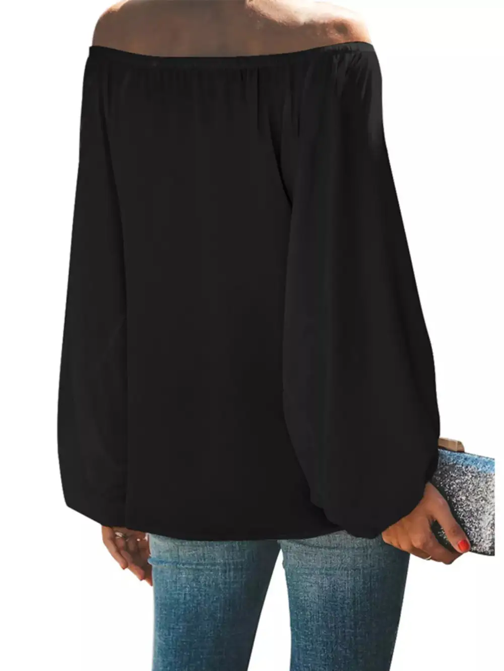 Shoulder Balloon Sleeve Blouse Plus