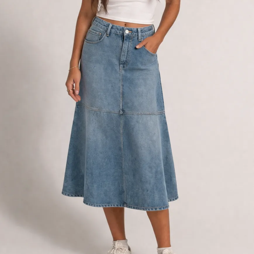 Denim Flare Casual Skirt