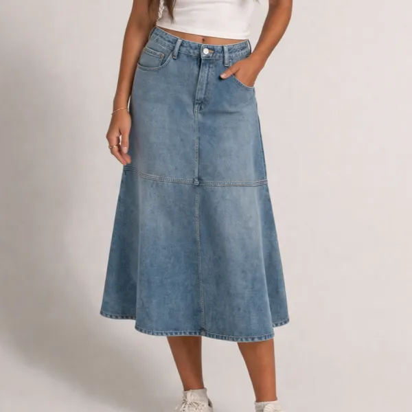 Denim Flare Casual Skirt