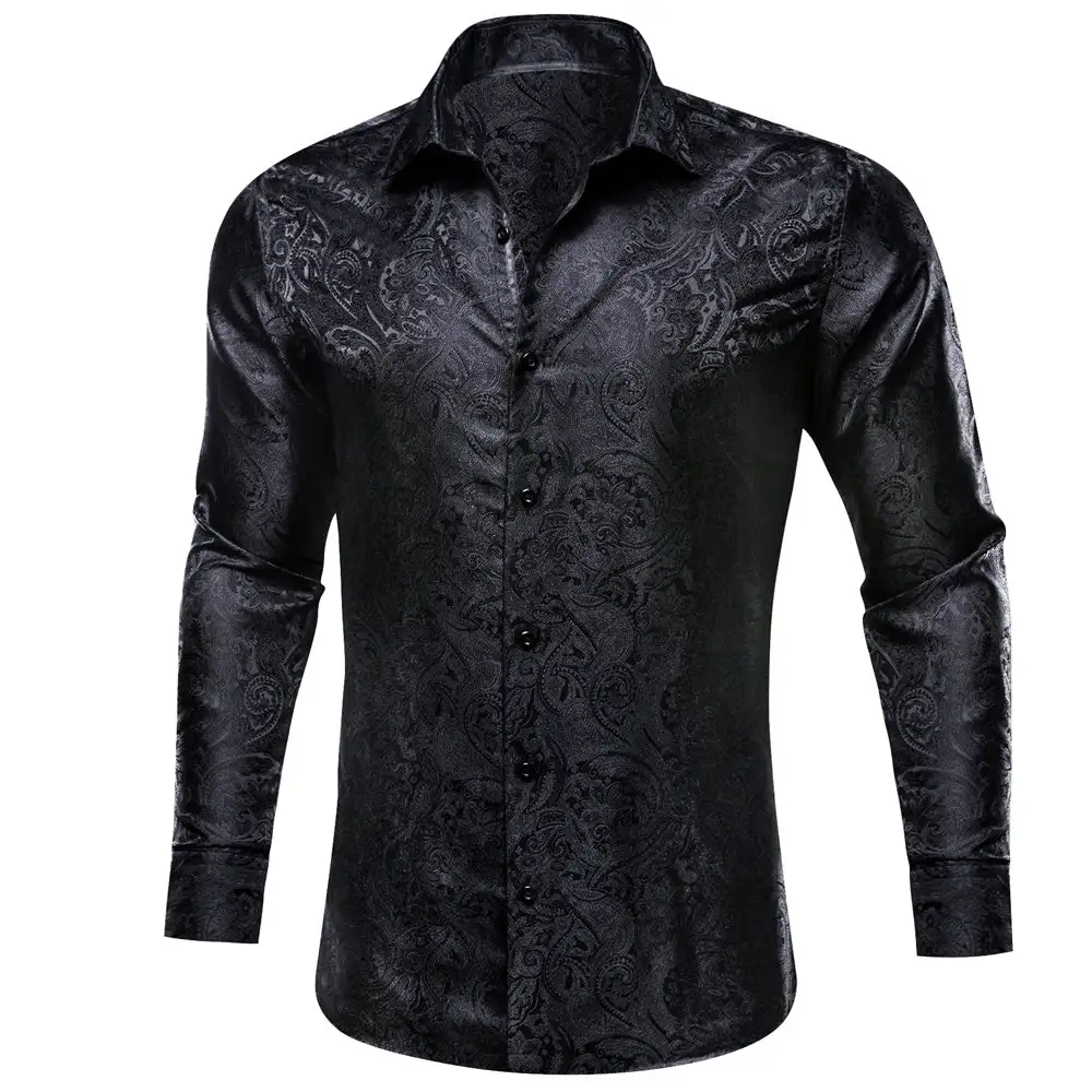 Casual Paisley Long Sleeve Silk Dress Shirt