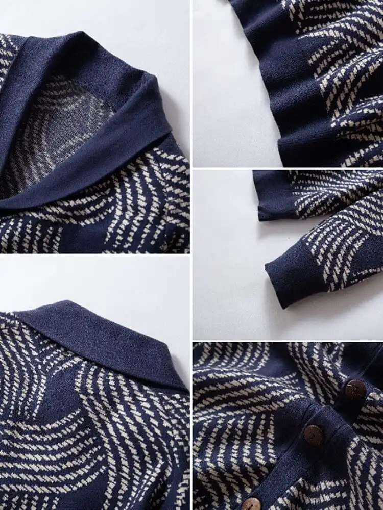 Comfy Jacquard Knit Jacket Sweater