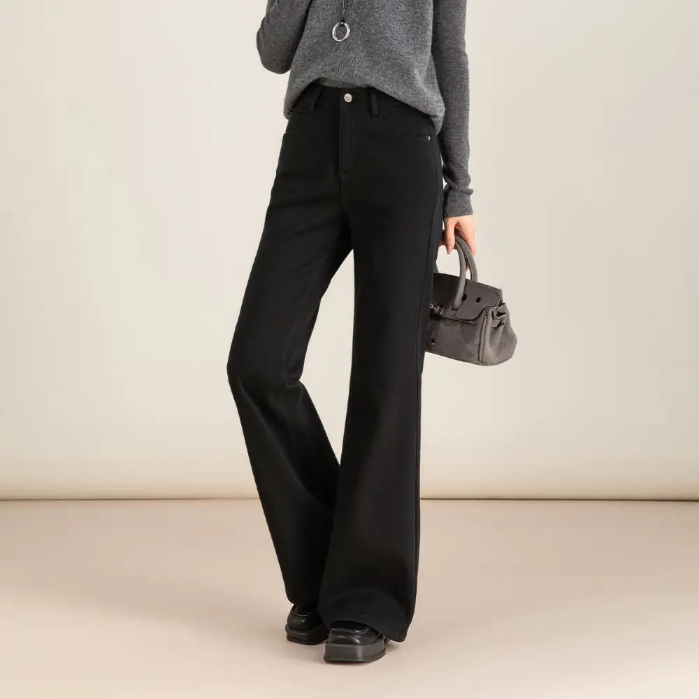 Classic Fleece Lined High Waist Flared Jeans