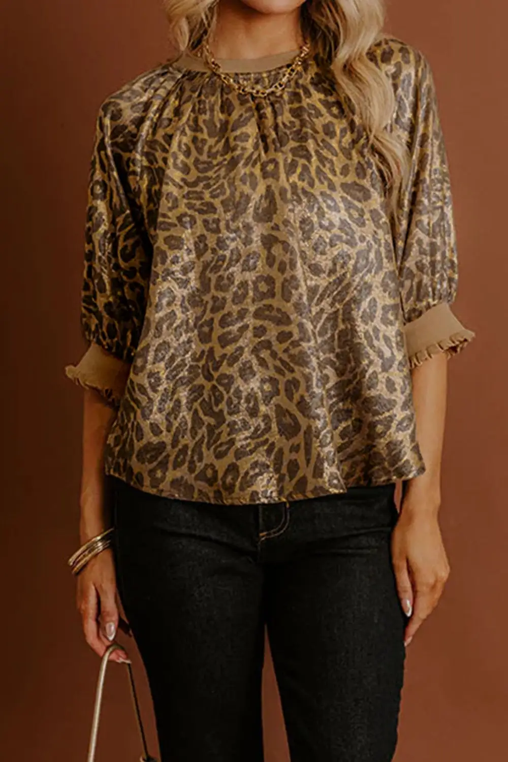 Sleeve Leopard Blouse