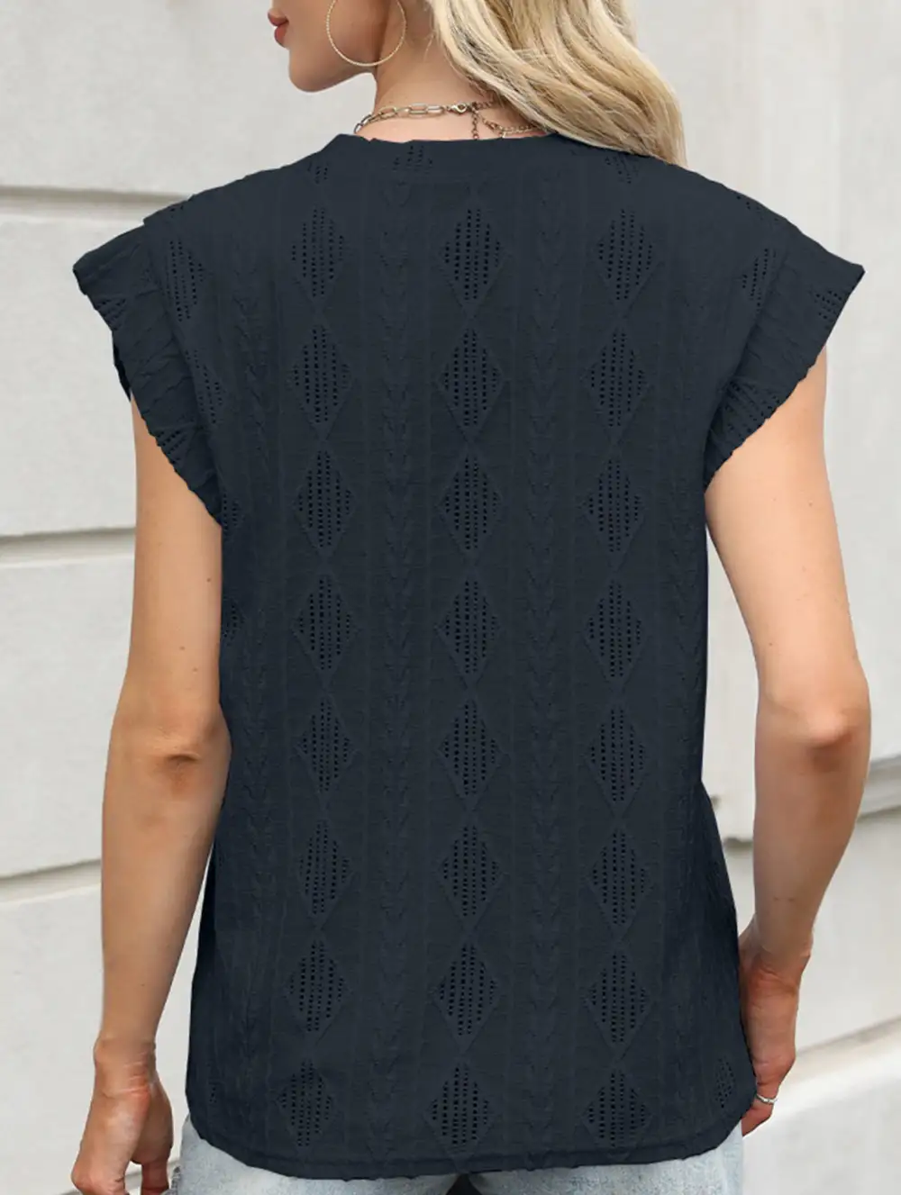 Jacquard Crew Neck Loose Tee