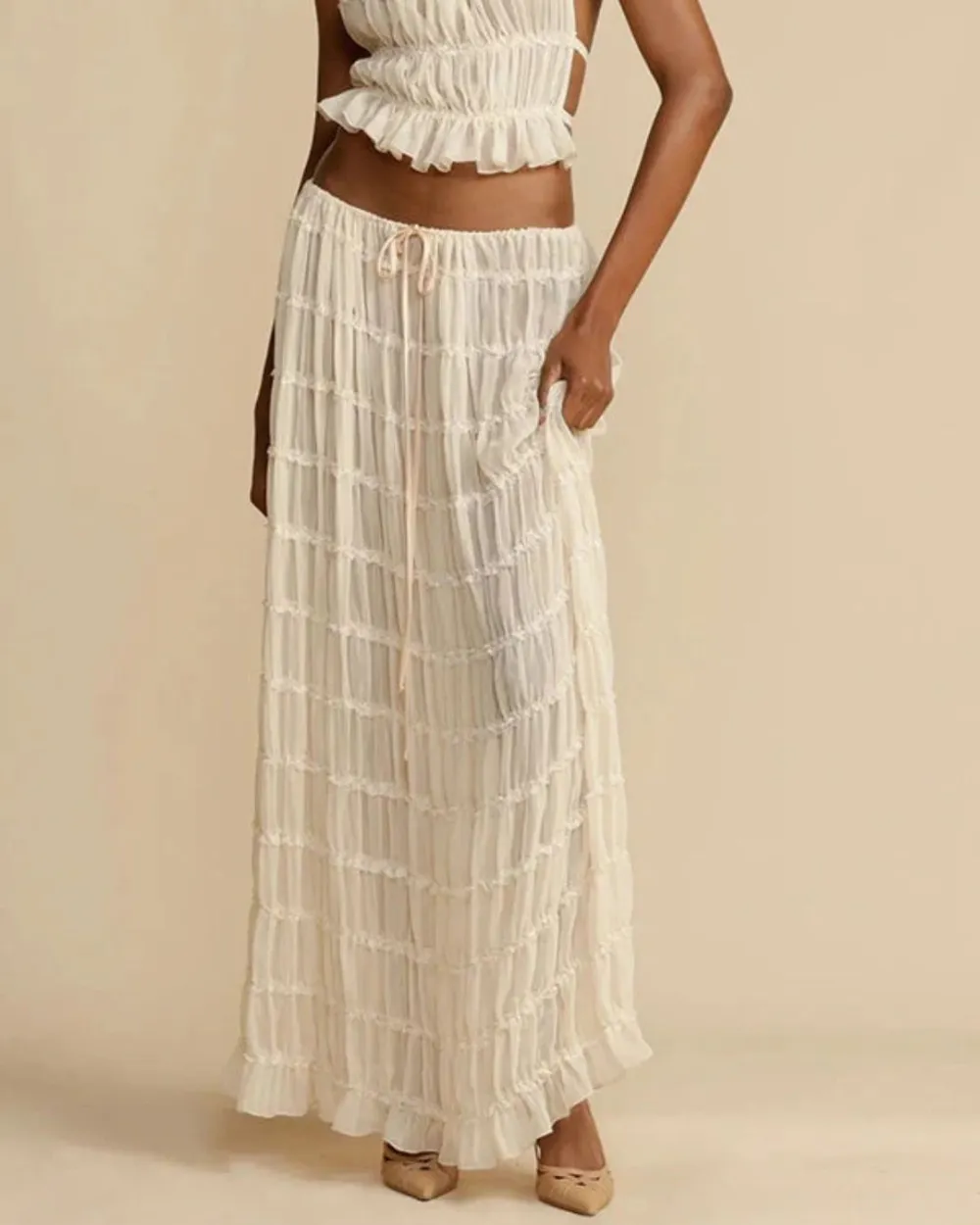 Pleated Back Halter Tank Set