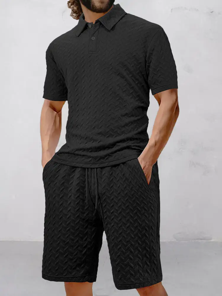 Casual Jacquard Textured Matching Set