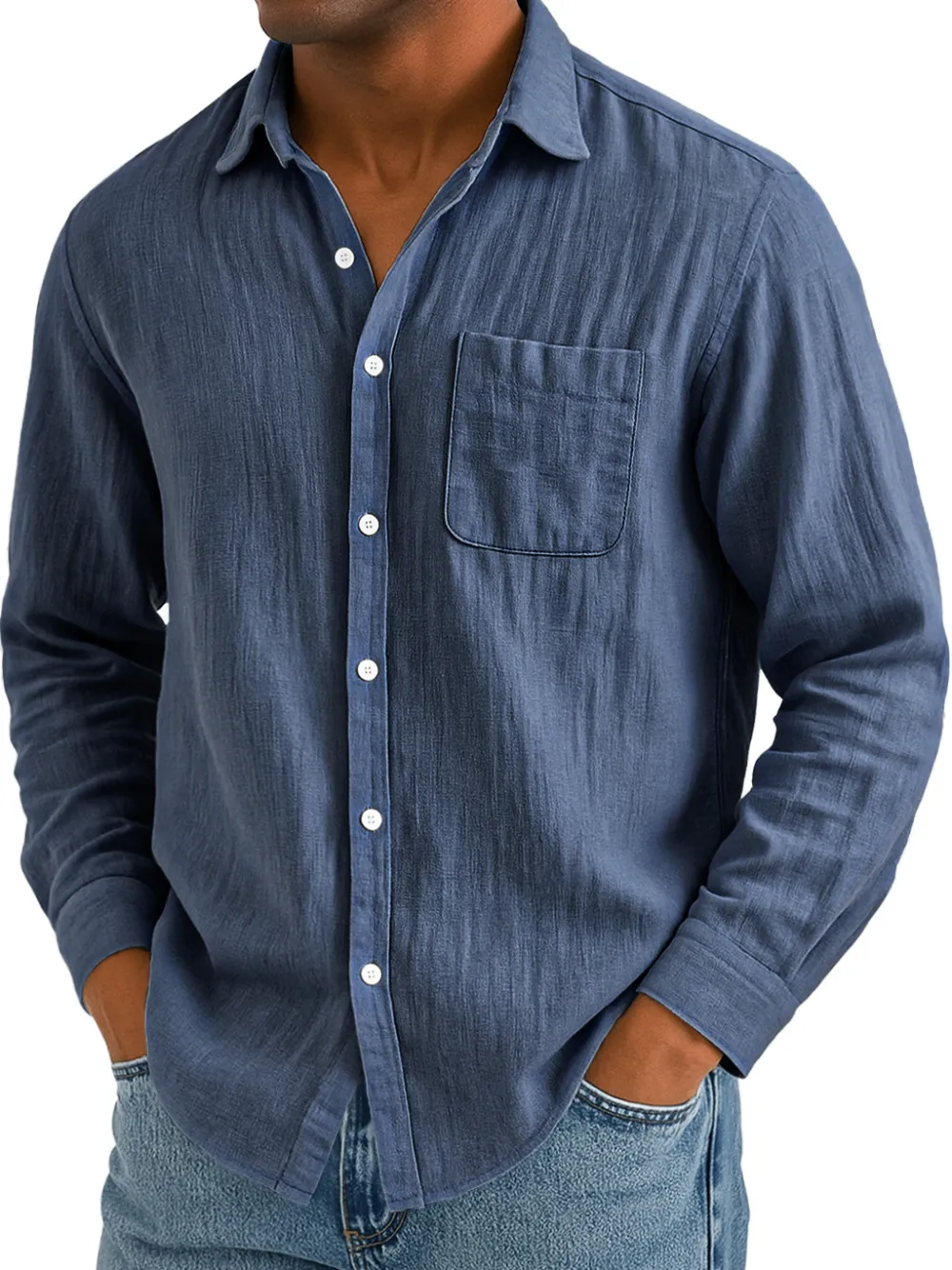 Everyday Cotton Linen Pocket Shirt