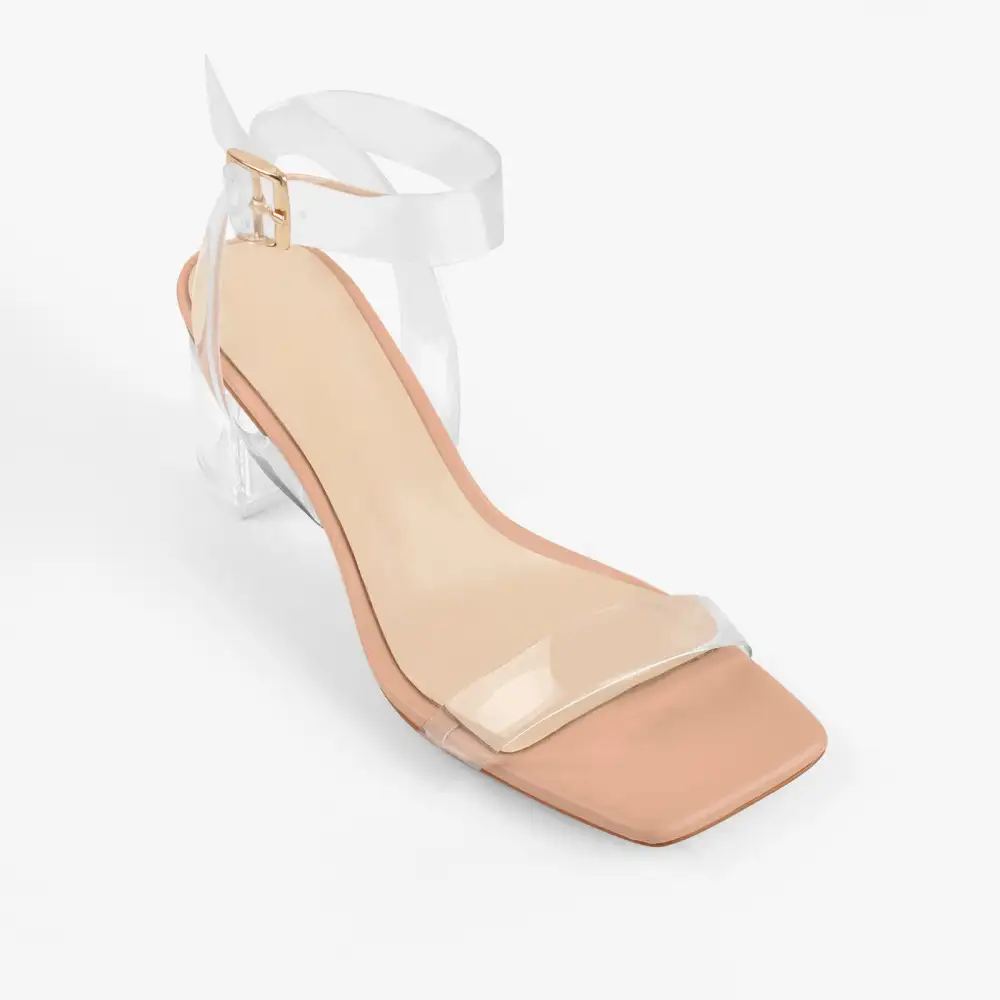 Clear Strap Transparent Chunky Heel Sandals