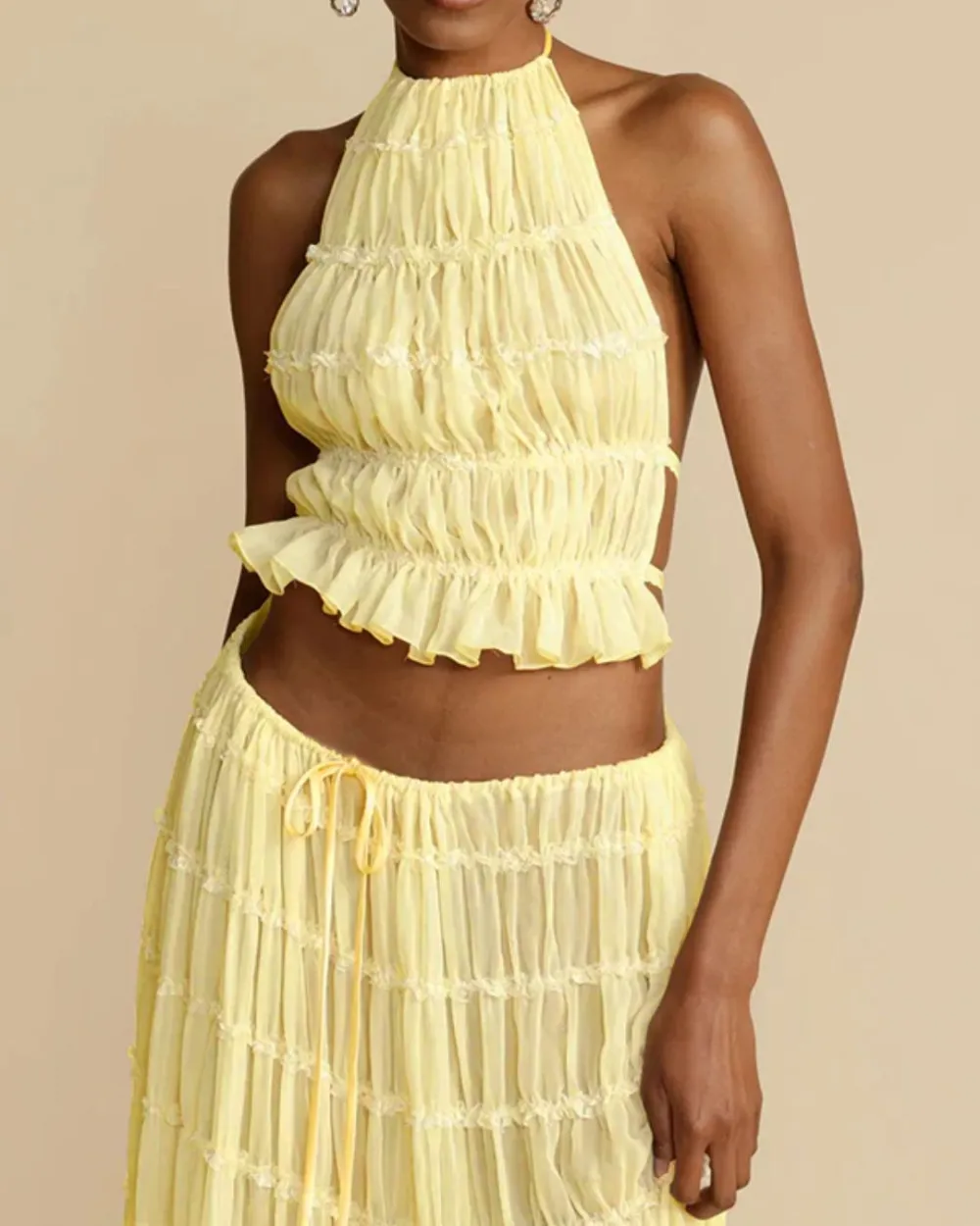 Pleated Back Halter Tank Set
