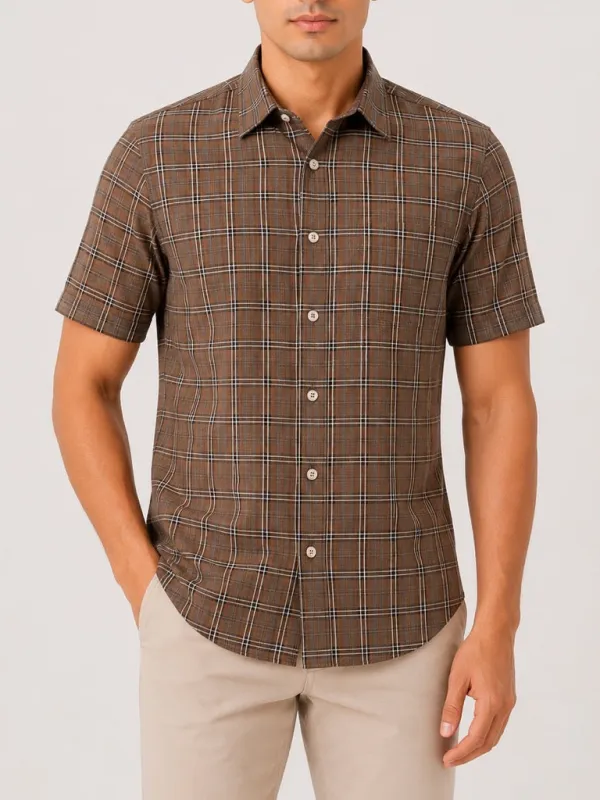 Weekend Windowpane Check Checked Regular Fit Men's Formal Shirt