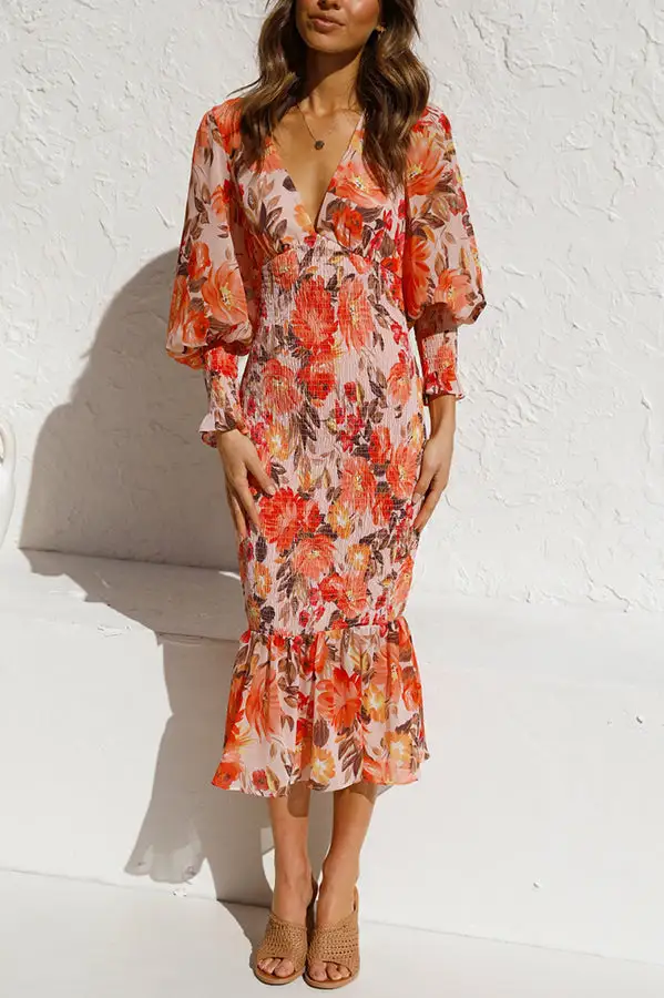 Modern Smocked Coordinating Top And Midi Skirt Set