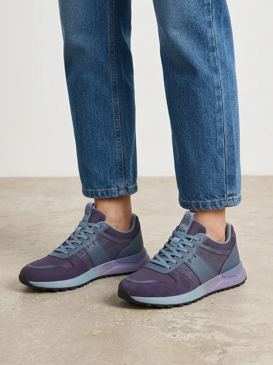 Men's Topographic Pattern Printed Sneakers Everyday Design