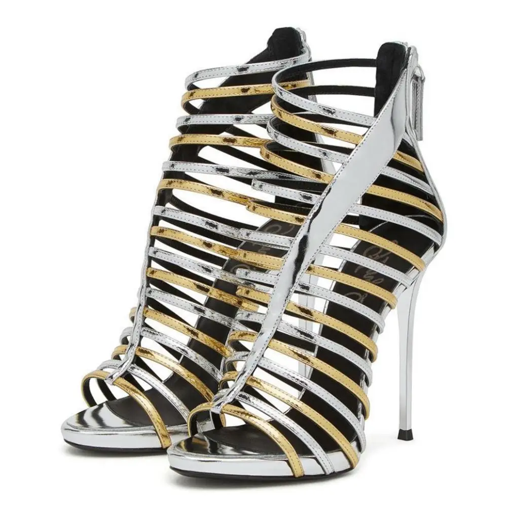Round Toe Gladiator Stiletto Sandals