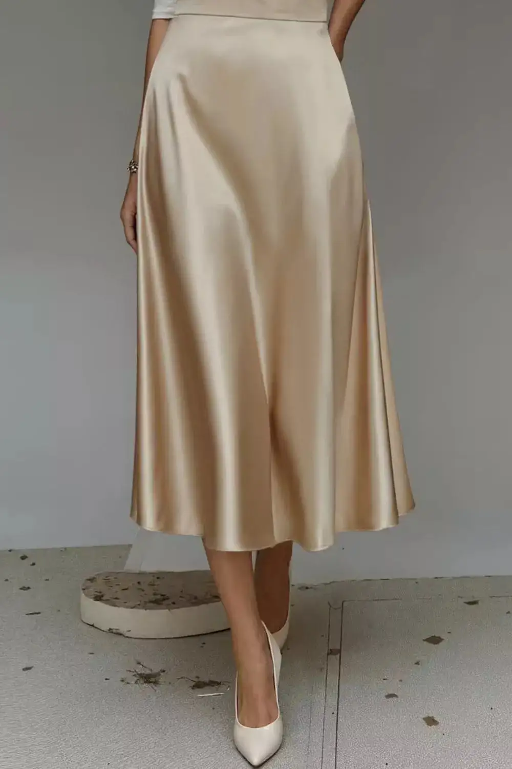 Everyday Satin A-line Midi Skirt