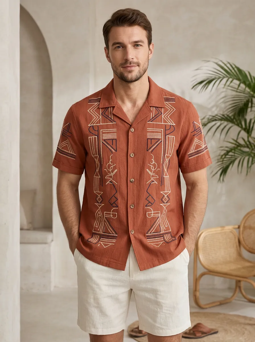 Men's Geometric Tribal Printed Refined Shirt