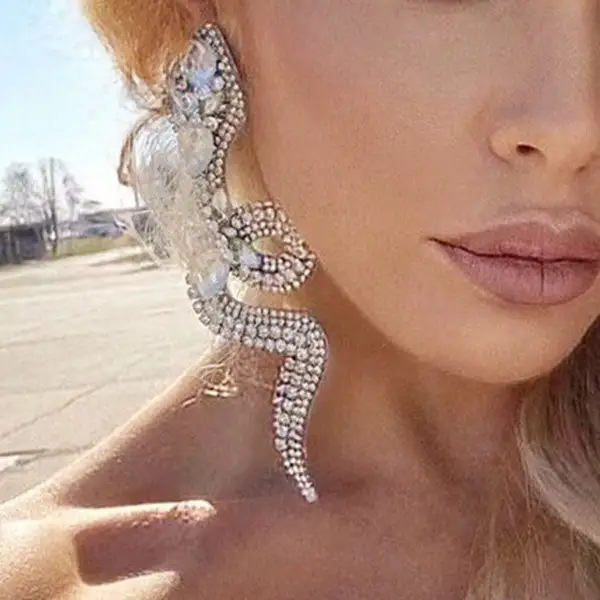 Rhinestone Snake Earrings