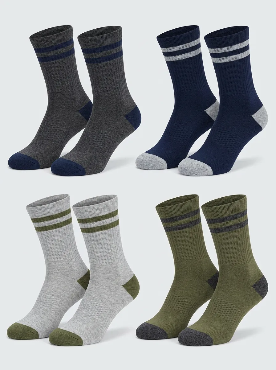 Men's Vintage Double-Stripe Crew Sock Set