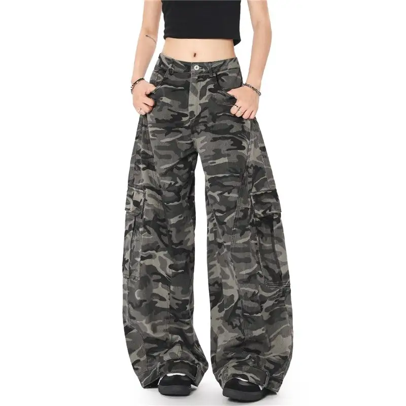 Women's Wide Leg Camouflage Cargo Pants