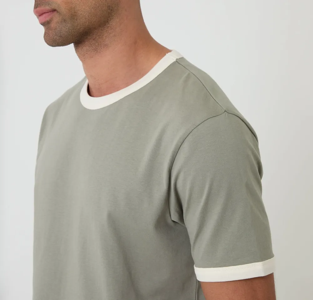 Men's Sage Green Cotton Ringer T-Shirt