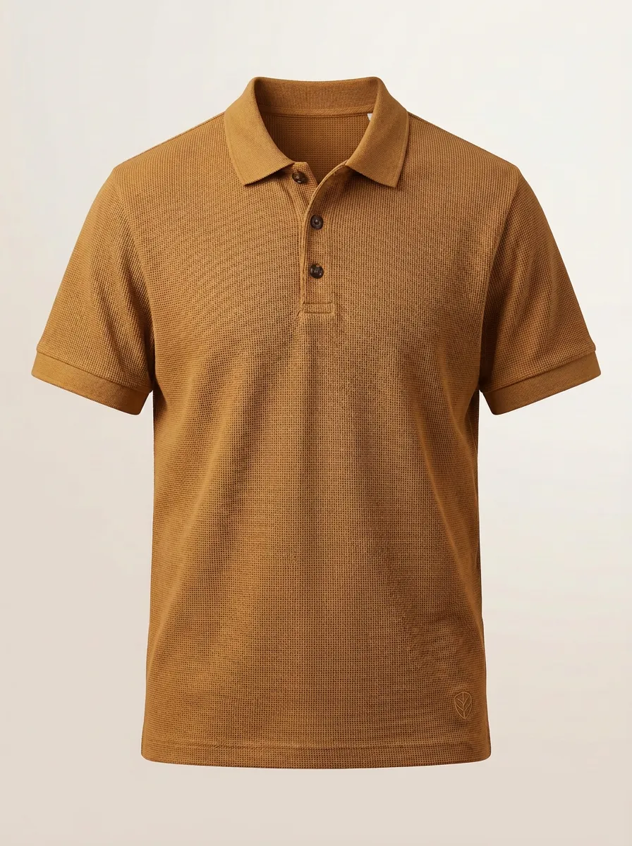 Waffle-Knit Textured Men's Polo Shirt