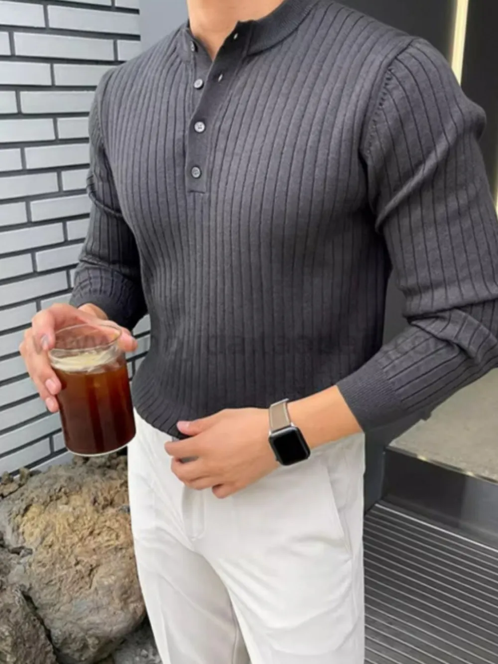 Button Detail Long Sleeve Knit Top