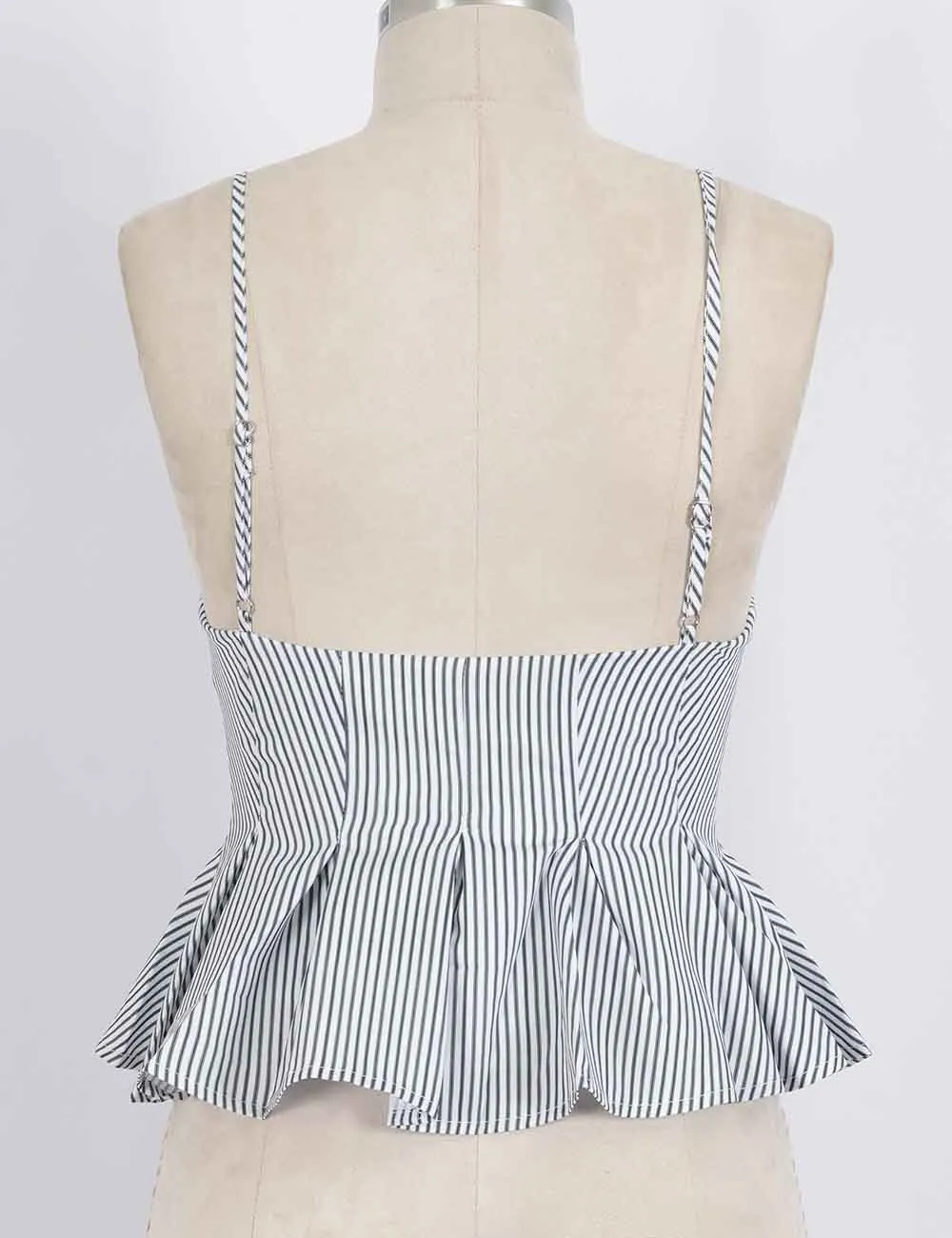Chic Spaghetti Strap Button Front Peplum Cami Top