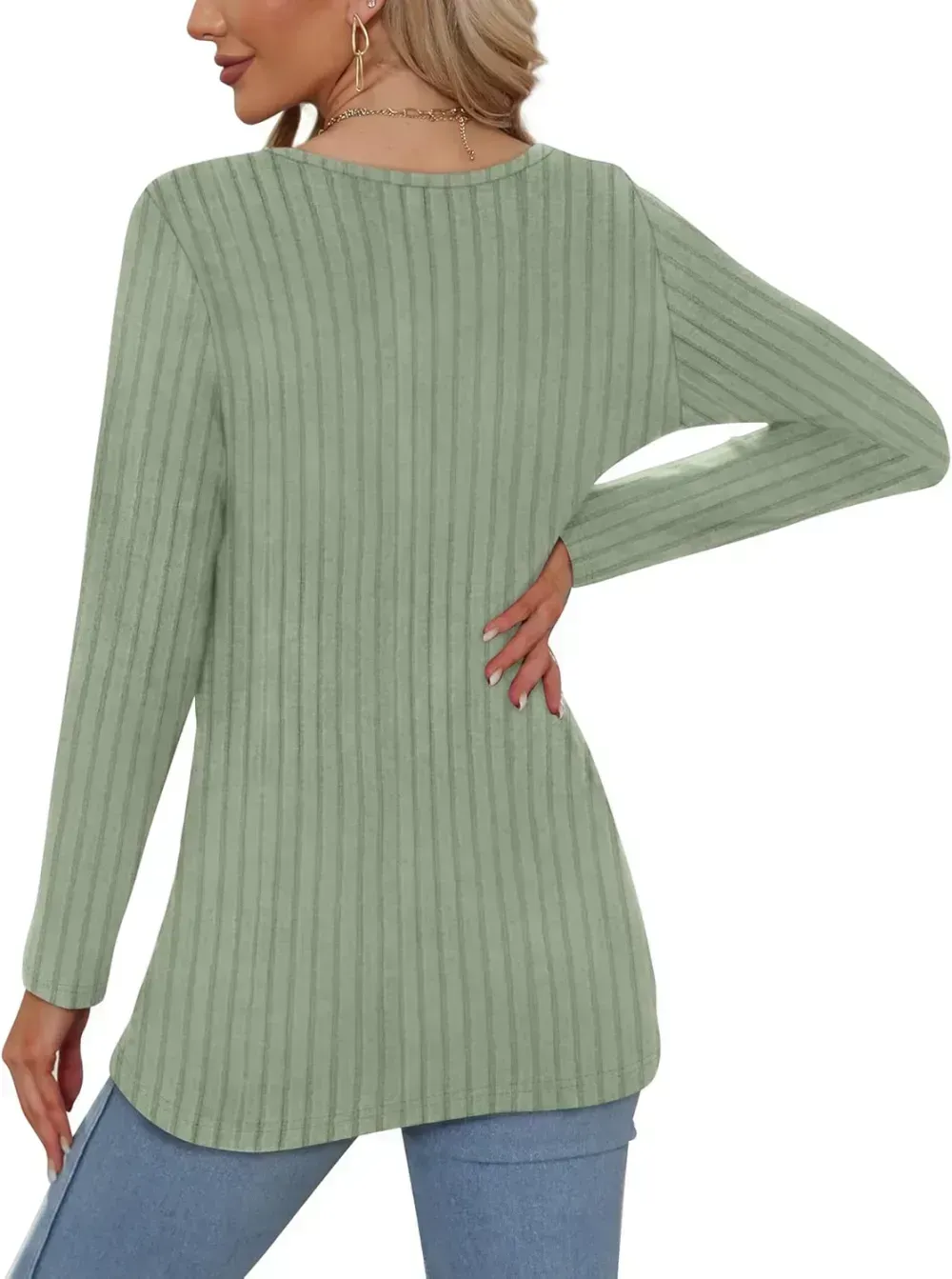 OFEEFAN Long Sleeve Shirts for Women Lightweight Crew Neck Casual Tunic Tops