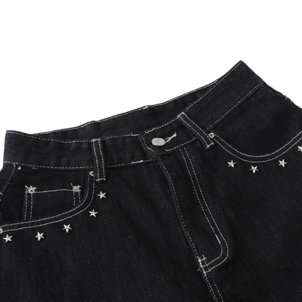 High Rise Patchwork Denim Jeans