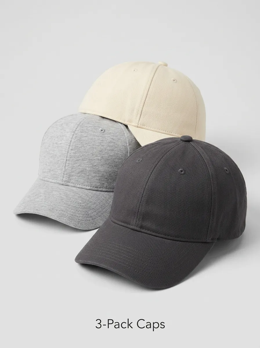 Minimalist Solid Three-Pack Baseball Caps