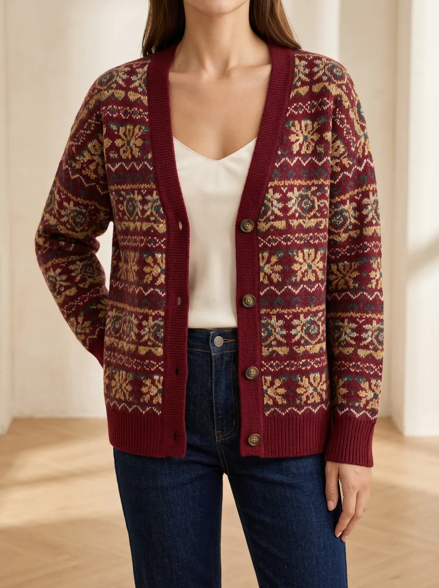 Button Front Ribbed Knit Women's Casual Knit Cardigan