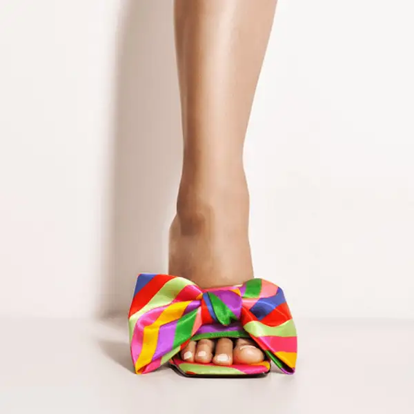 Bow Leather Square Toe High Stiletto Sandals