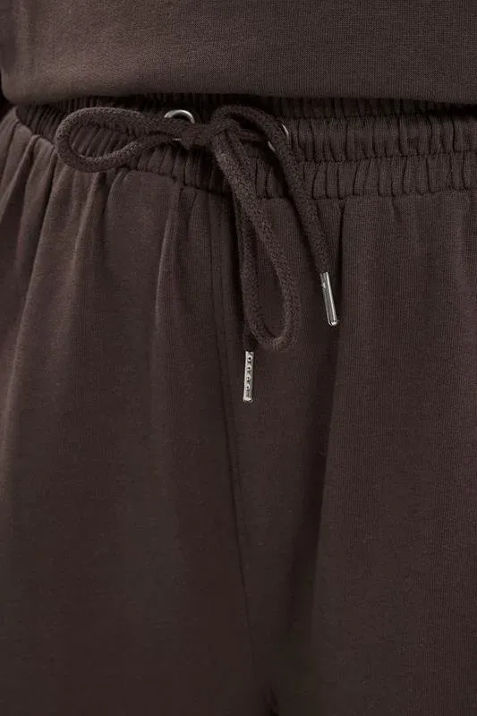 Chocolate Brown Drawstring Wide Leg Joggers
