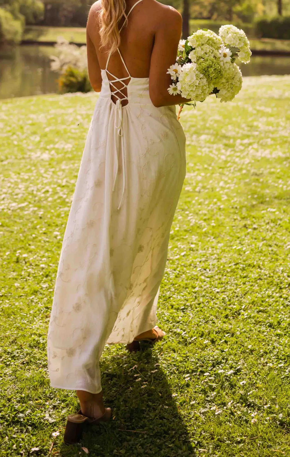 Embroidered Square Neck Maxi Dress