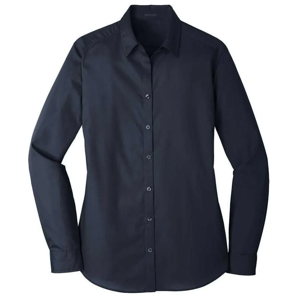 Women's Long-Sleeve Lightweight Cotton-Blend Poplin Shirt