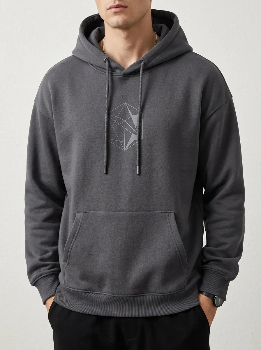 Casual Geometric Silhouette Men's Hoodie